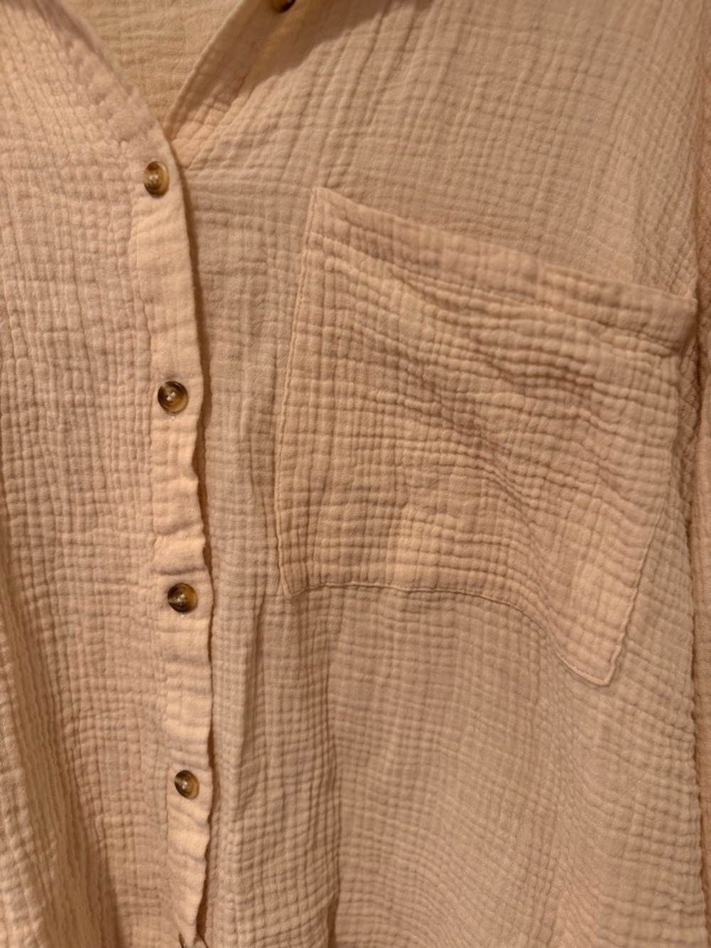 Altar'd State Oversized Gauze Button-Down Top in Tan Size L - Picture 7 of 7